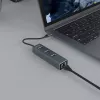 Hub USB-C SAVIO AK-57 con 3× USB-A, RJ-45 Gigabit Ethernet (5000 Mbit/s), aluminio gris