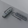Hub USB-C SAVIO AK-57 con 3× USB-A, RJ-45 Gigabit Ethernet (5000 Mbit/s), aluminio gris