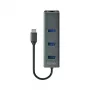Hub USB-C SAVIO AK-57 con 3× USB-A, RJ-45 Gigabit Ethernet (5000 Mbit/s), aluminio gris