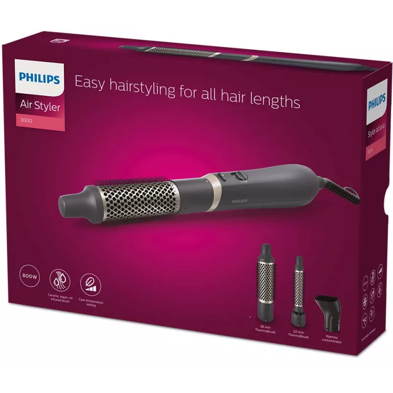 Philips serie 3000 BHA301/00 Herramienta de estilismo Set de estilismo Cálido Negro 800 W 1,8 m