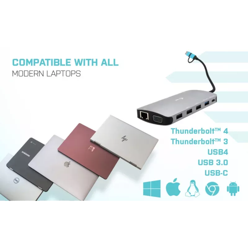 i-tec USB 3.0 USB-C/Thunderbolt 3x Display Metal Nano Dock con LAN + Power Delivery 100 W