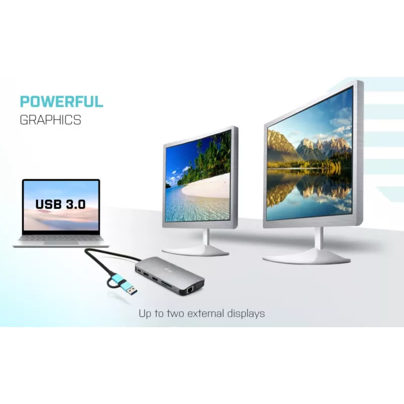 i-tec USB 3.0 USB-C/Thunderbolt 3x Display Metal Nano Dock con LAN + Power Delivery 100 W