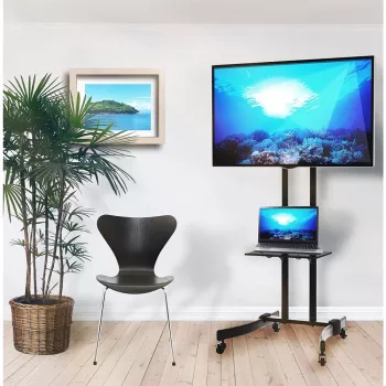 Techly ICA-TR23 soporte de TV móvil con ruedas, 32-70 pulgadas, 40 kg, con estante