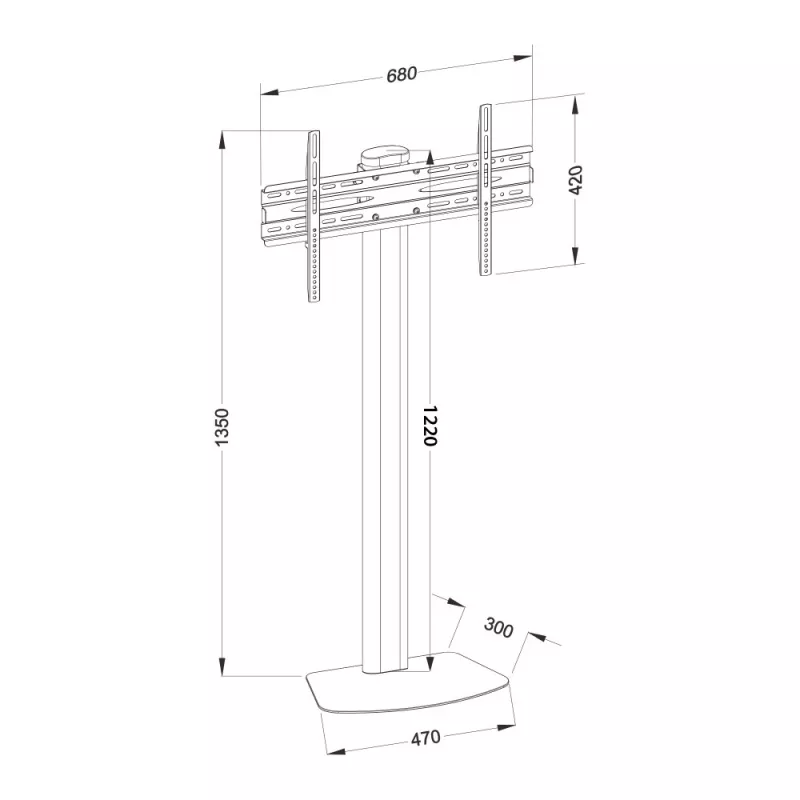 Soporte de suelo para TV TECHLY ICA-TR27 para 32–55 pulgadas (81,3–139,7 cm), VESA 100x100–600x400, inclinación -15–0°, carga máx. 40 kg, negro
