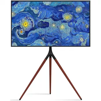 Soporte de suelo para TV TECHLY ICA-TR18SAM para 45 pulgadas–65 pulgadas (114,3–165,1 cm), VESA 200x200–600x400, capacidad de carga 32 kg, nogal