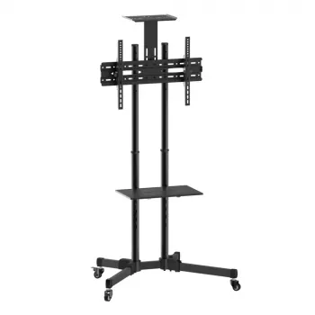 Soporte de suelo TECHLY ICA-TR16T para pantallas de 37 a 70 pulgadas, VESA 200x200–600x400, hasta 50 kg, ajustable en altura, ruedas, inclinación ±10° (negro)