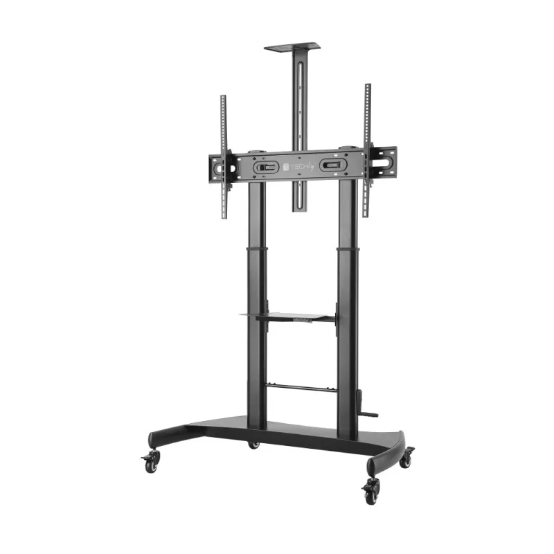 Techly Carro de suelo de acero con soporte ajustable en altura para TV de 60'' a 100''
