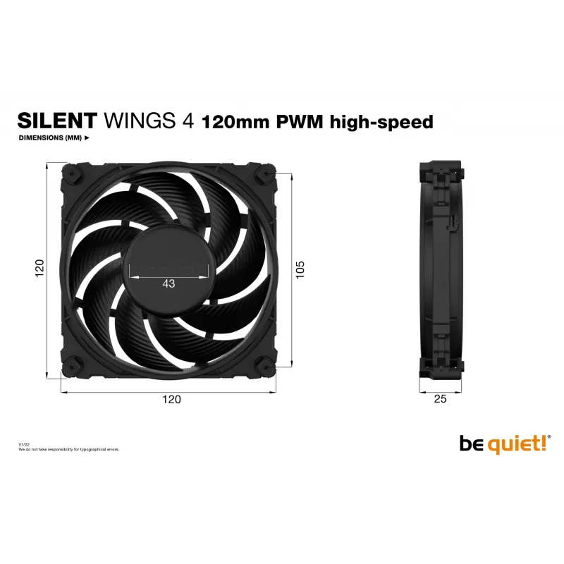 Ventilador de carcasa be quiet SILENT WINGS 4 | 120mm PWM high-speed 12 cm negro 1 ud.
