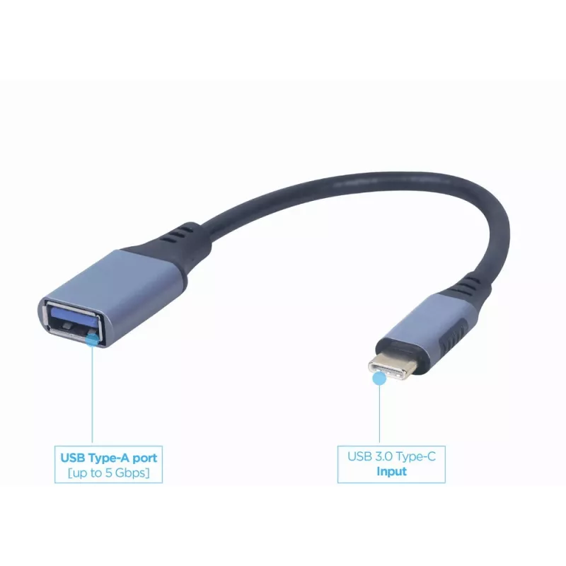 GEMBIRD Cable USB 3.0 OTG Type-C a USB Type-A (CM/AF), gris espacial