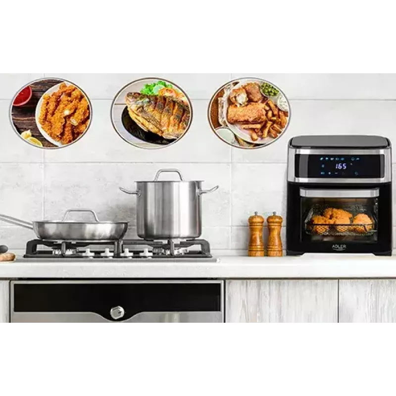 Adler AD 6309 horno freidora de aire, 13 l, 1700 W, acero inoxidable / negro