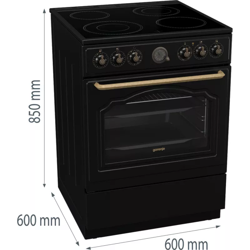 Cocina independiente Gorenje GECS6B71CLB Eléctrica Placa vitrocerámica Negro