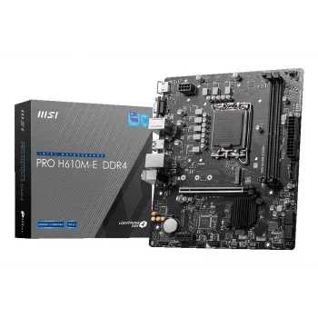 Placa base MSI PRO H610M-E DDR4 LGA 1700 micro ATX, Intel H610, 2x DDR4 DIMM, max 64GB, M.2, 4x SATA III, HDMI 2.1