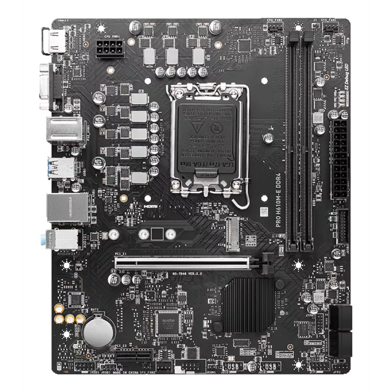 MSI PRO H610M-E DDR4 placa base, LGA1700, micro ATX, Intel H610, 2x DDR4 DIMM, máx. 64GB, M.2, 4x SATA III, HDMI, USB 3.2 Gen 1, Gigabit LAN