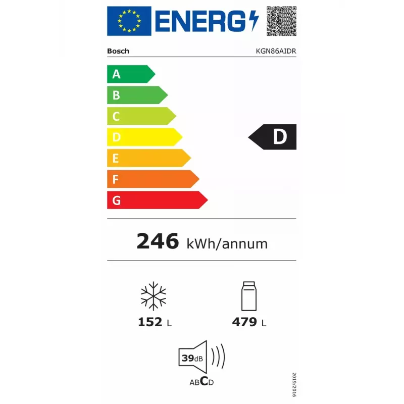 Frigorífico combi Bosch Serie 6 KGN86AIDR, independiente, 631 L total (479 L frigorífico / 152 L congelador), acero inoxidable, NoFrost