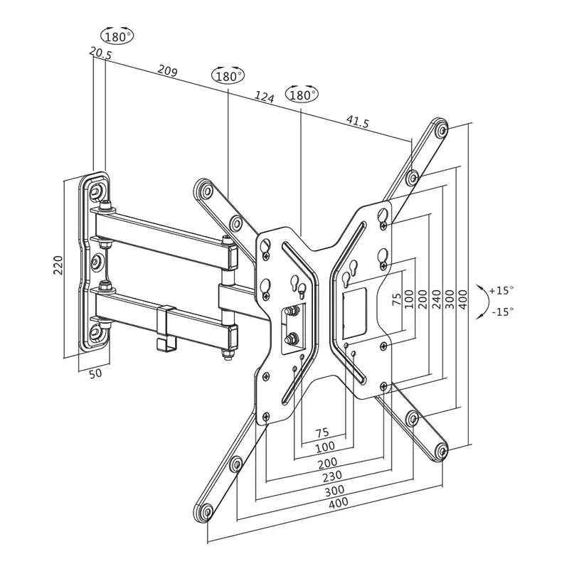 LogiLink BP0016 Soporte de pared para TV, 23-55 pulgadas, inclinable/giratorio, máx. 30 kg