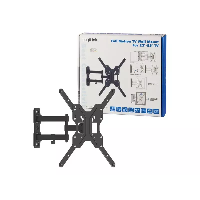 LogiLink BP0016 Soporte de pared para TV, 23-55 pulgadas, inclinable/giratorio, máx. 30 kg