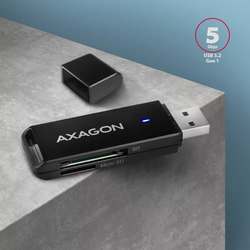 Lector de tarjetas Axagon CRE-S2N USB 3.2 Gen 1 Type-A negro