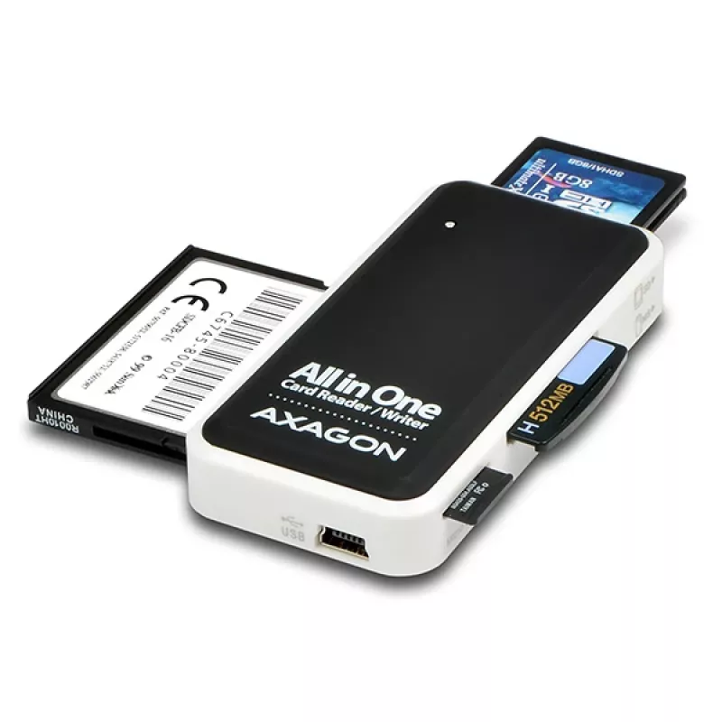 Lector de tarjetas externo Axagon CRE-X1 de 5 ranuras, CF, CF Type II, MMC, MMC Mobile, MMCmicro, MS Duo, MS PRO, Memory Stick (MS), MicroDrive, MicroSD...,