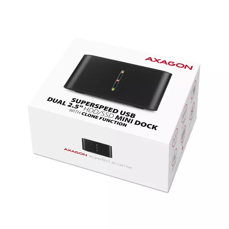 Docking station mini Axagon ADSA-D25 SuperSpeed USB dual para SSD/HDD de 2.5 pulgadas
