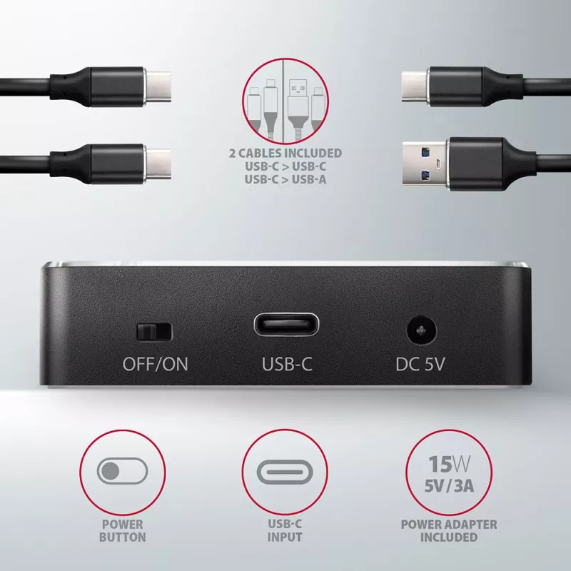 Axagon ADSA-M2C SuperSpeed USB-C 10Gbps Dock M.2 NVMe dual