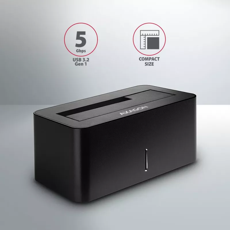 AXAGON ADSA-SN - HDD - híbrido - SSD - SATA - Serial ATA II - Serial ATA III - 2.5,3.5 pulgadas - USB 3.2 Gen 1 (3.1 Gen 1) Type-A - 5 Gbit/s - negro
