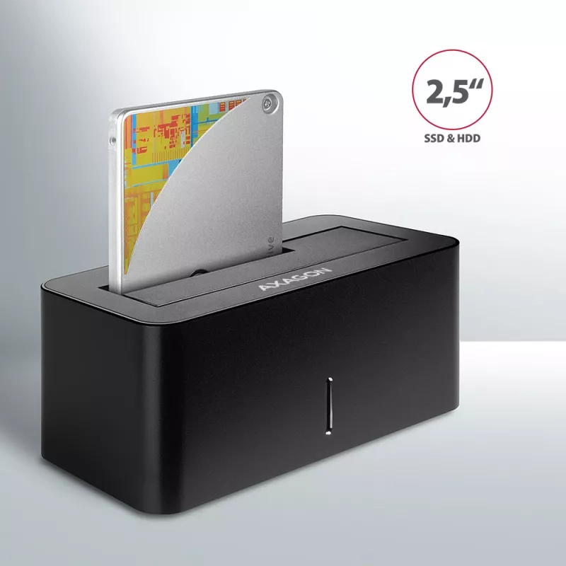 AXAGON ADSA-SN - HDD - híbrido - SSD - SATA - Serial ATA II - Serial ATA III - 2.5,3.5 pulgadas - USB 3.2 Gen 1 (3.1 Gen 1) Type-A - 5 Gbit/s - negro
