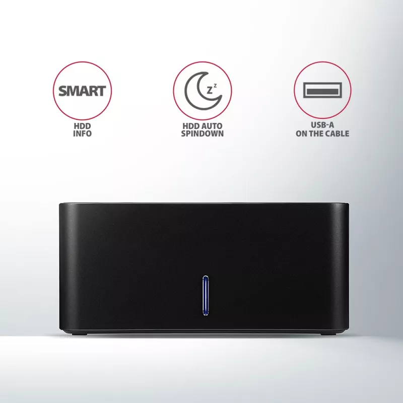 AXAGON ADSA-SN - HDD - híbrido - SSD - SATA - Serial ATA II - Serial ATA III - 2.5,3.5 pulgadas - USB 3.2 Gen 1 (3.1 Gen 1) Type-A - 5 Gbit/s - negro