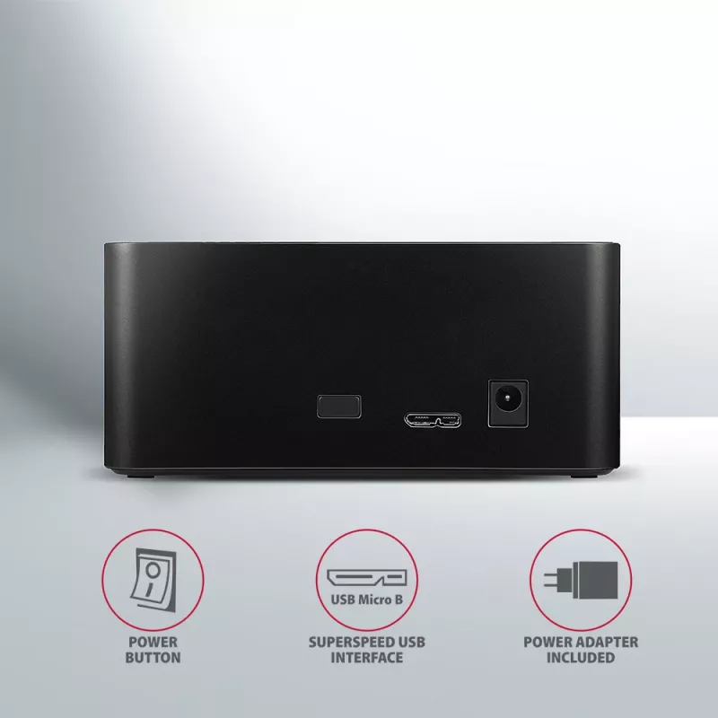 AXAGON ADSA-SN - HDD - híbrido - SSD - SATA - Serial ATA II - Serial ATA III - 2.5,3.5 pulgadas - USB 3.2 Gen 1 (3.1 Gen 1) Type-A - 5 Gbit/s - negro