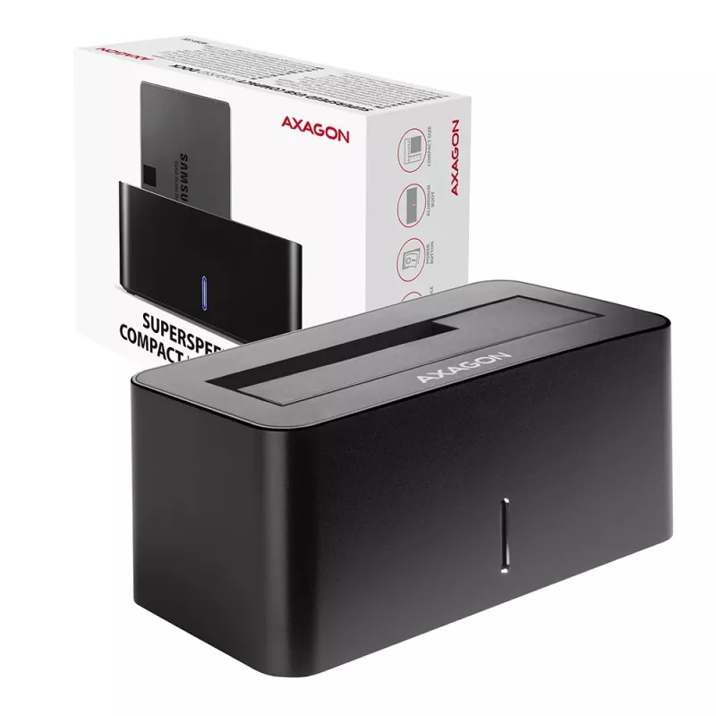 AXAGON ADSA-SN - HDD - híbrido - SSD - SATA - Serial ATA II - Serial ATA III - 2.5,3.5 pulgadas - USB 3.2 Gen 1 (3.1 Gen 1) Type-A - 5 Gbit/s - negro