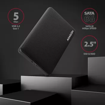 Caja externa sin tornillos Axagon EE25-SL USB 3.2 Gen 1 - SATA 6G para SSD/HDD de 2,5 pulgadas