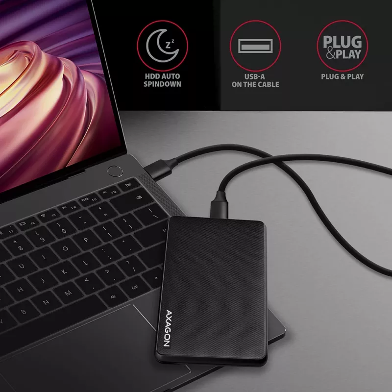 Caja externa sin tornillos Axagon EE25-SL USB 3.2 Gen 1 - SATA 6G para SSD/HDD de 2,5 pulgadas