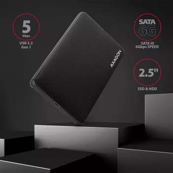 Caja externa sin tornillos Axagon EE25-SLC USB-C 3.2 Gen 1 - SATA 6G para SSD/HDD de 2,5 pulgadas
