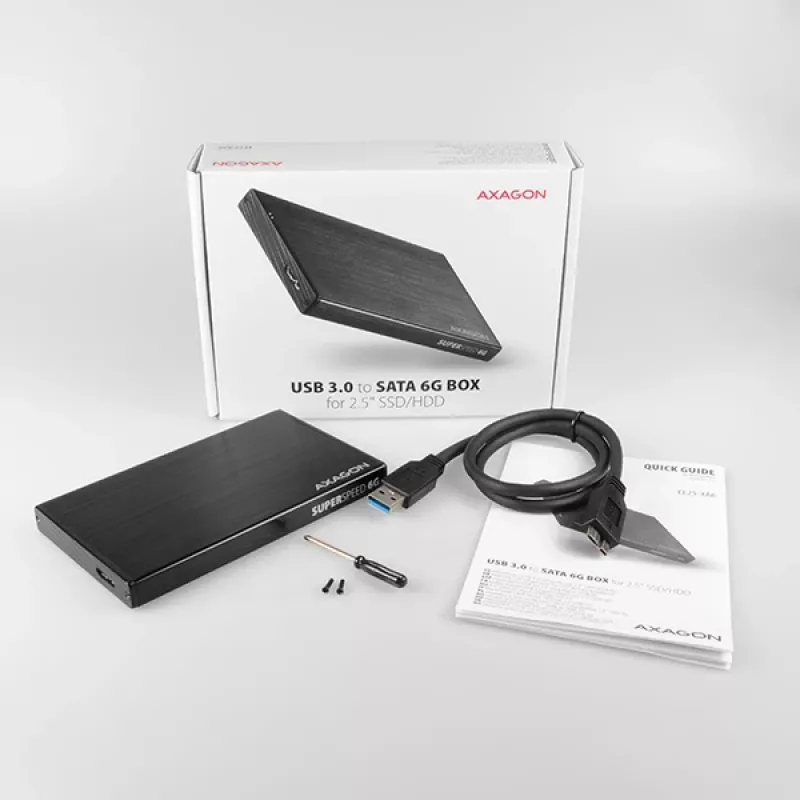 Caja externa compacta de aluminio Axagon EE25-XA6 USB 3.2 Gen 1 - SATA 6G para SSD/HDD de 2,5 pulgadas
