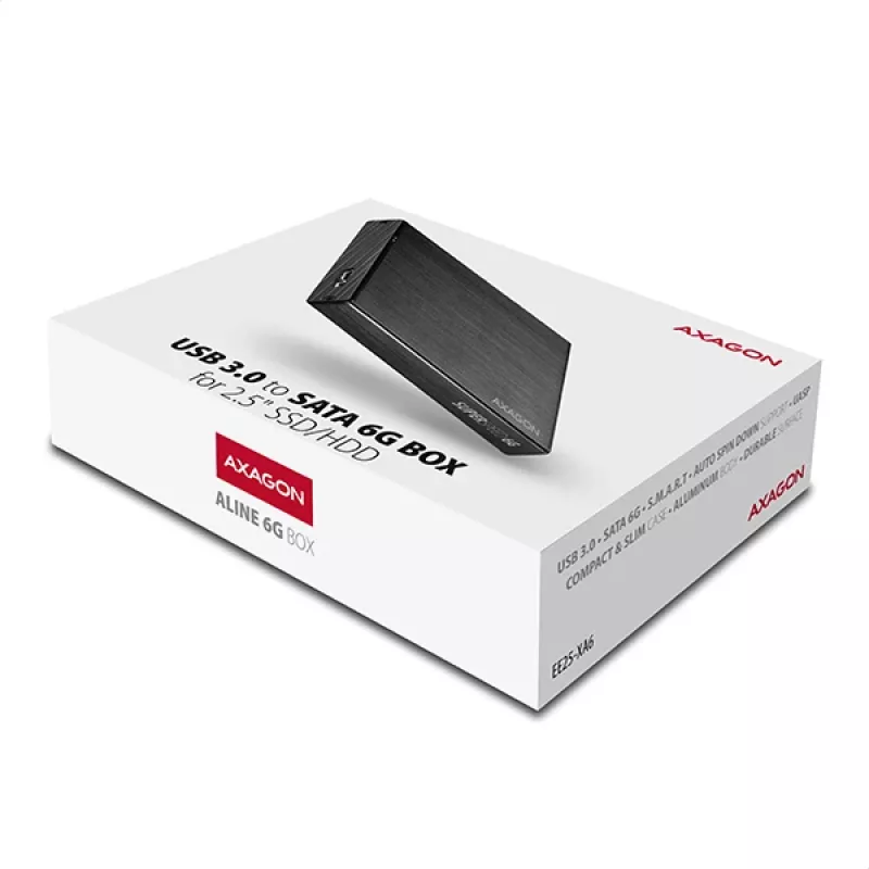 Caja externa compacta de aluminio Axagon EE25-XA6 USB 3.2 Gen 1 - SATA 6G para SSD/HDD de 2,5 pulgadas