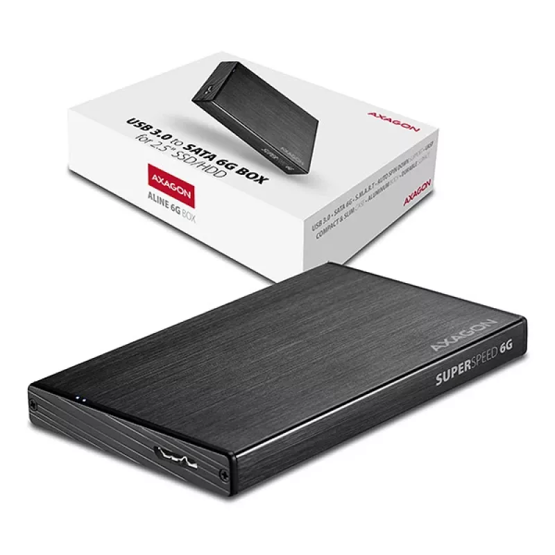 Caja externa compacta de aluminio Axagon EE25-XA6 USB 3.2 Gen 1 - SATA 6G para SSD/HDD de 2,5 pulgadas
