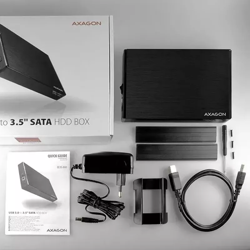 Caja externa compacta de aluminio Axagon EE35-XA3 USB 3.2 Gen 1 SATA para discos de 3,5 pulgadas