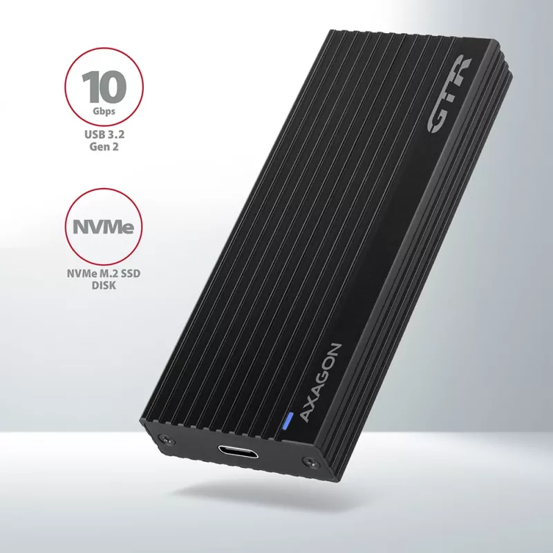 Caja externa de metal Axagon EEM2-GTR USB-C 3.2 Gen 2 para SSD M.2 NVMe