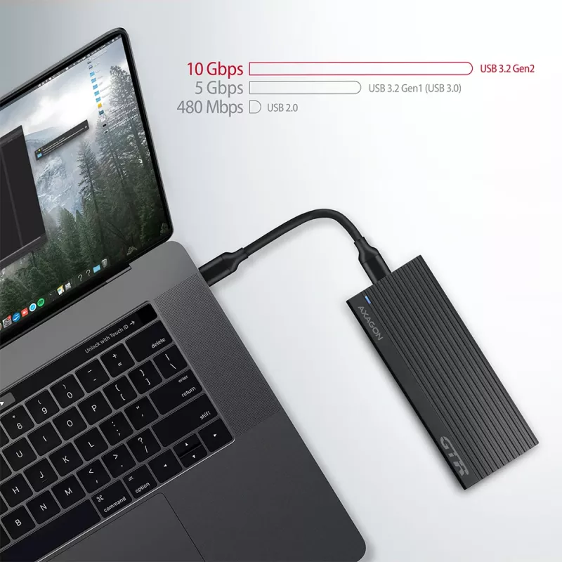 Caja externa de metal Axagon EEM2-GTR USB-C 3.2 Gen 2 para SSD M.2 NVMe