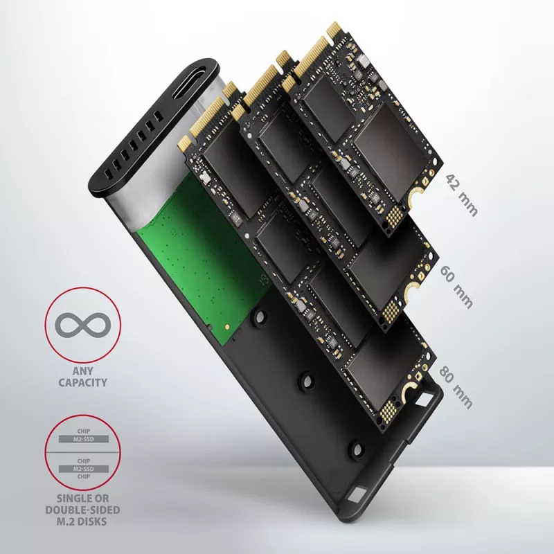 Caja para SSD Axagon EEM2-SBC USB-C 3.2 Gen 2 negra M.2