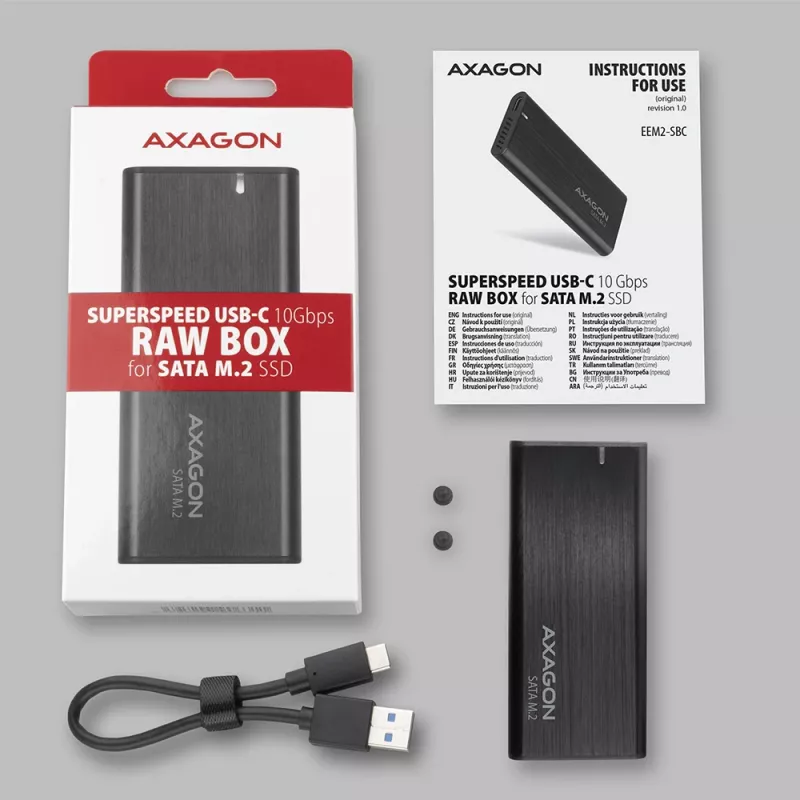 Caja para SSD Axagon EEM2-SBC USB-C 3.2 Gen 2 negra M.2