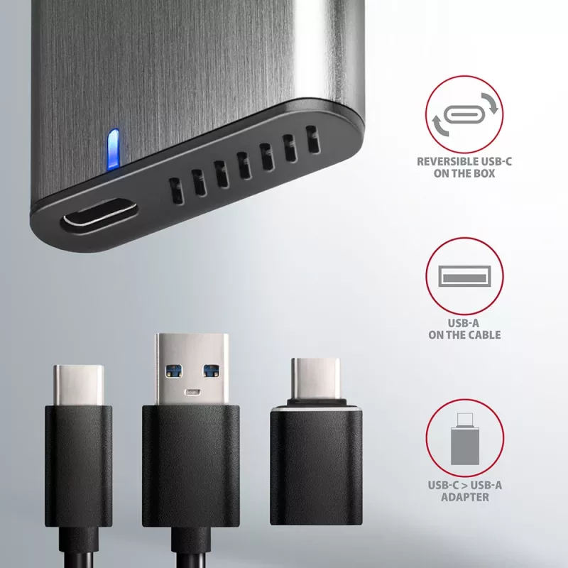 Caja RAW Axagon EEM2-SG2 SuperSpeed+ USB-C - SSD M.2 NVMe y SATA