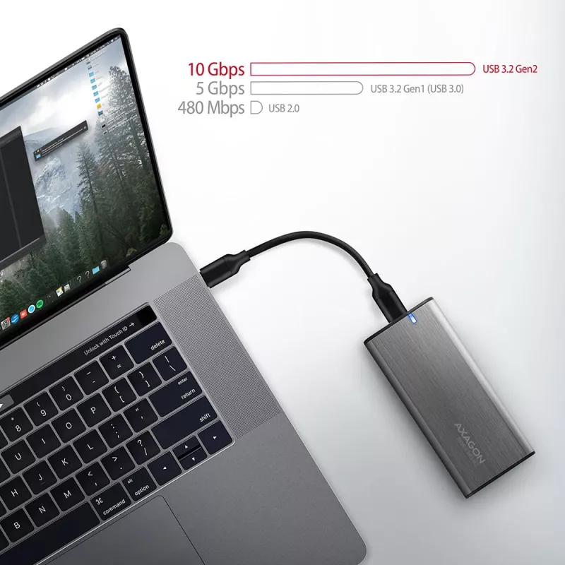Caja RAW Axagon EEM2-SG2 SuperSpeed+ USB-C - SSD M.2 NVMe y SATA