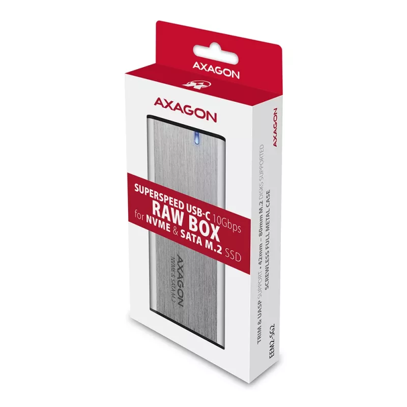 Caja RAW Axagon EEM2-SG2 SuperSpeed+ USB-C - SSD M.2 NVMe y SATA