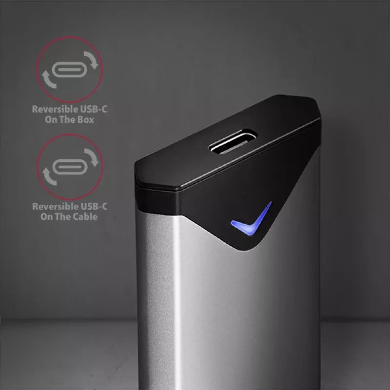 Caja externa de metal Axagon EEM2-UG2 USB-C 10Gbps para discos SSD M.2 NVMe. Plateada