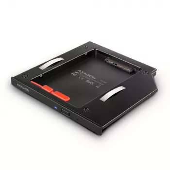 Marco de montaje Axagon RSS-CD09 para SSD/HDD de 2,5 pulgadas en ranura DVD de 9,5 mm LED ALU tarjetas/adaptadores de interfaz internos SATA