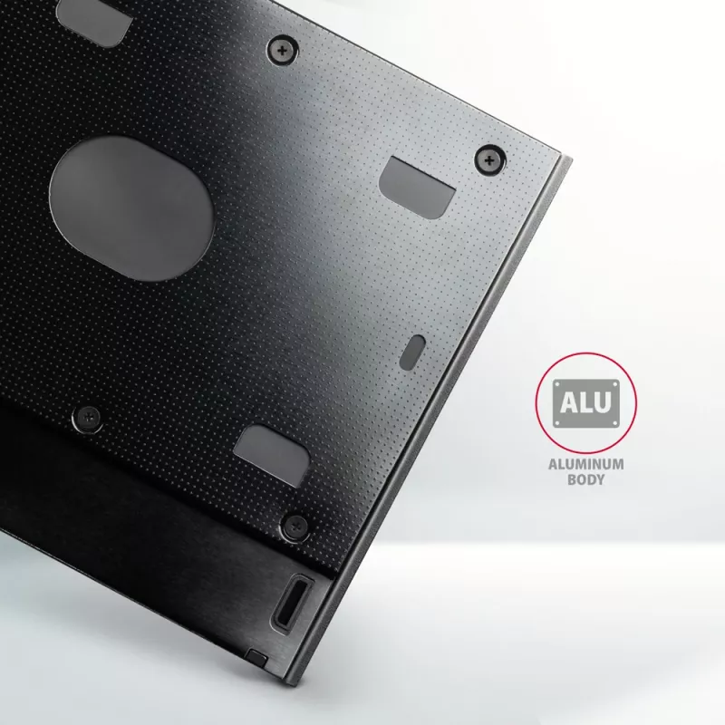 Marco de montaje Axagon RSS-CD09 para SSD/HDD de 2,5 pulgadas en ranura DVD de 9,5 mm LED ALU tarjetas/adaptadores de interfaz internos SATA