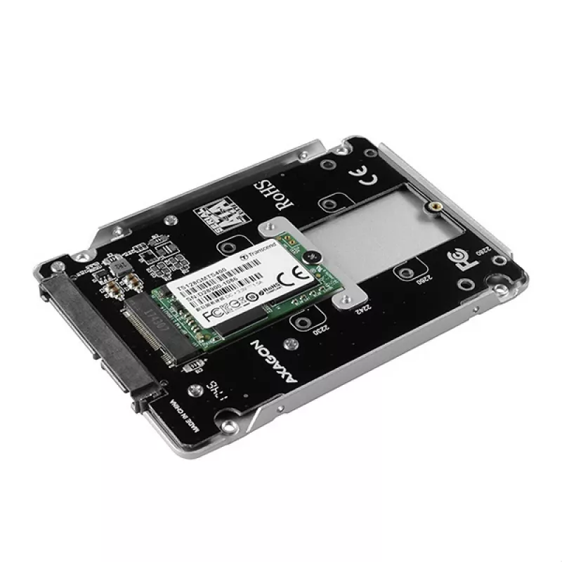 Caja interna de aluminio Axagon RSS-M2SD SATA - SSD M.2 SATA de 2,5 pulgadas, plateada