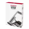 Soporte de aluminio Axagon STND-L para portátiles, talla 10 pulgadas – 17,3 pulgadas. Ocho posiciones de altura y ángulo ajustables. Versión gris.