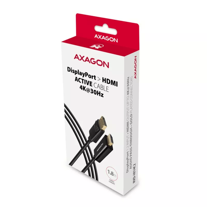 Cable Axagon RVD-HI14C2 DisplayPort -> HDMI 1.4 1,8m, 4K/30Hz