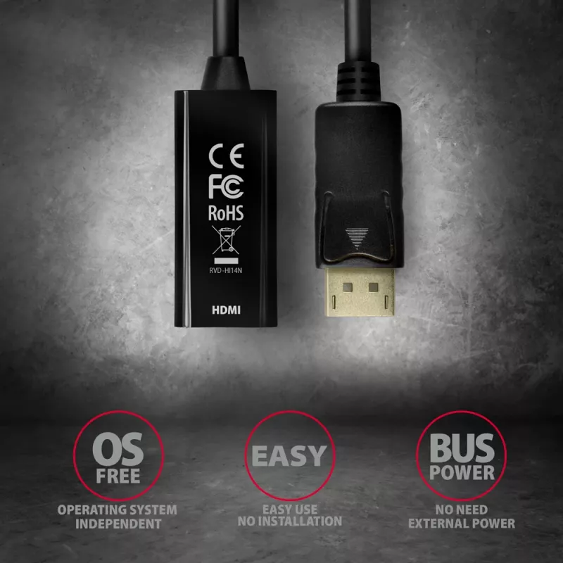 Adaptador Axagon RVD-HI14N DisplayPort -> HDMI 1.4 4K/30Hz